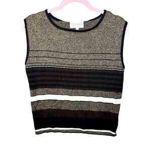 VTG Tehama Nancy Haley Size Large Sweater Vest Striped Clueless Y2K 2000s Cotton